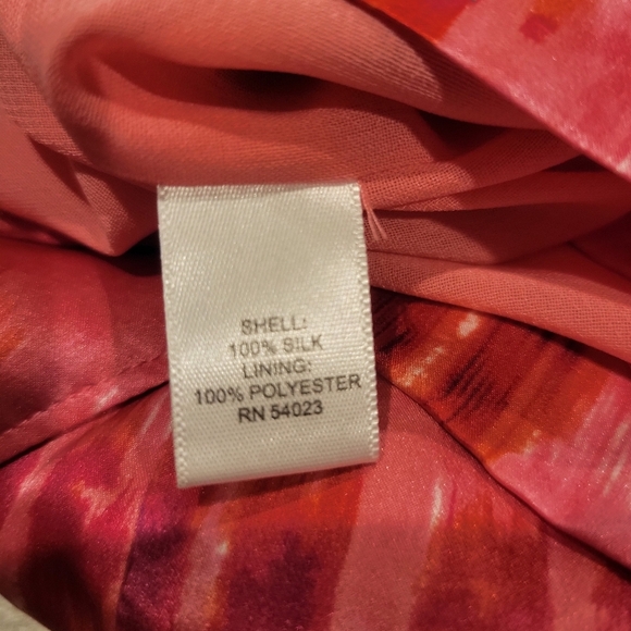 Banana Republic Size 14 Silk Pink Tie Dye Print Dress With Pockets - Picture 6 of 7